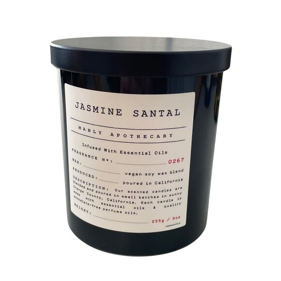 Leoben Jasmine Santal Candle 9 Oz Manly Apothecary Vegan Soy Wax Blend Essential - Picture 1 of 6